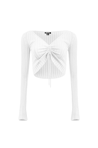 Long sleeve tie front top - BRUSNIKA Women Clothes