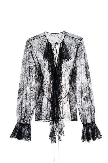 Blouse with lace frill - BRUSNIKA Women Clothes