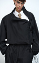 Oversized bomber jacket with zipper on sleeve - BRUSNIKA. Women clothes