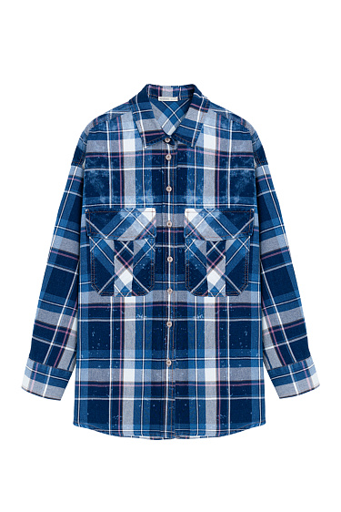 Checkered shirt with tie-dye effect - BRUSNIKA Women Clothes