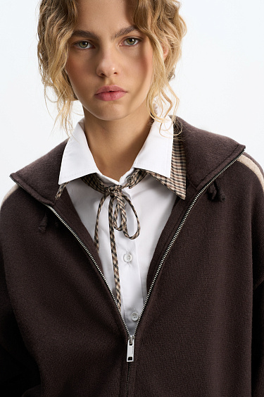 bomber jacket with stripes on the sleeves - BRUSNIKA Women Clothes