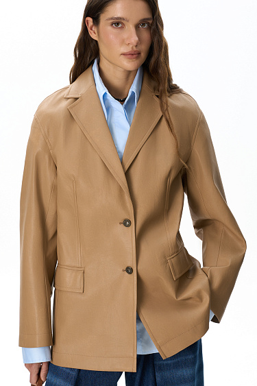 Single-breasted eco-leather jacket - BRUSNIKA Women Clothes