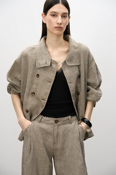 100% linen bomber jacket - BRUSNIKA Women Clothes