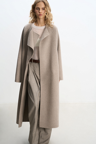 Wool coat with an asymmetrical lapel - BRUSNIKA Women Clothes