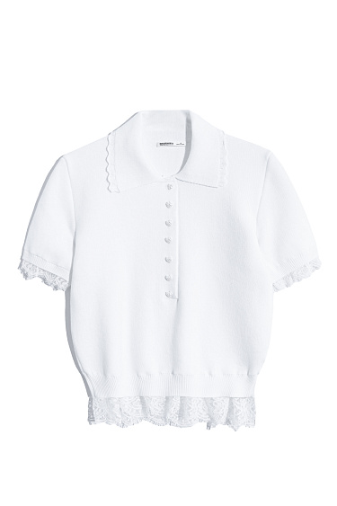 100% cotton polo with lace - BRUSNIKA Women Clothes