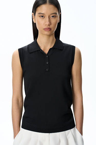 Top with a polo collar - BRUSNIKA Women Clothes