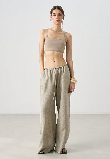 100% linen trousers with a drawstring - BRUSNIKA Women Clothes