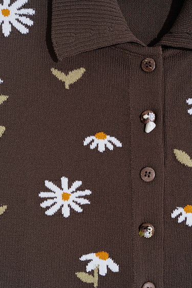 Polo with daisies - BRUSNIKA Women Clothes