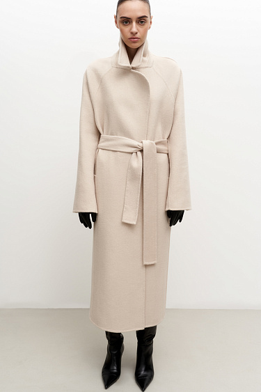 Wrap coat with tie belt - BRUSNIKA Women Clothes