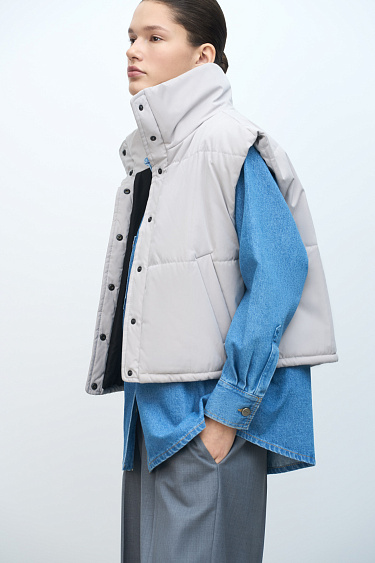 Stand-up collar vest - BRUSNIKA Women Clothes
