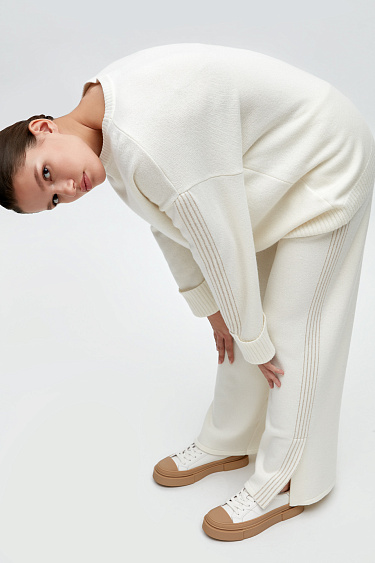 Cashmere and wool pants with stripes - BRUSNIKA Women Clothes