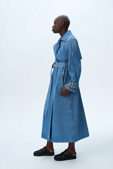 Double-breasted denim trench coat - BRUSNIKA Women Clothes