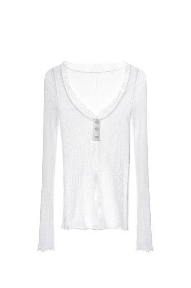 Cotton longsleeve with lace - BRUSNIKA Women Clothes
