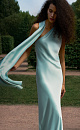 Satin dress with a scarf - BRUSNIKA. Women clothes