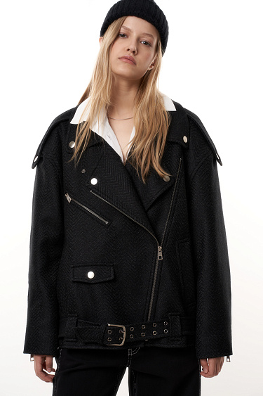 Wool-blend biker jacket - BRUSNIKA Women Clothes