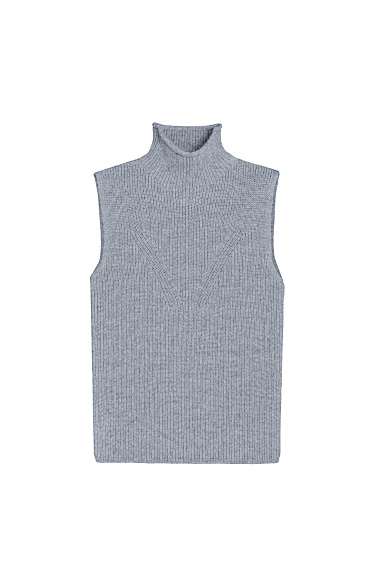 Knitted vest with a high collar - BRUSNIKA Women Clothes