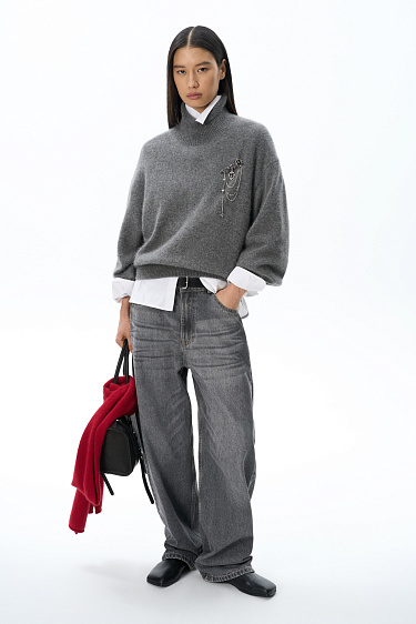 Fox-fur jumper with a high collar - BRUSNIKA Women Clothes