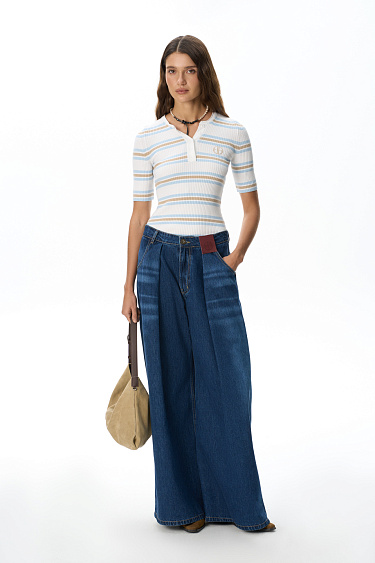 Striped Viscose T-shirt - BRUSNIKA Women Clothes