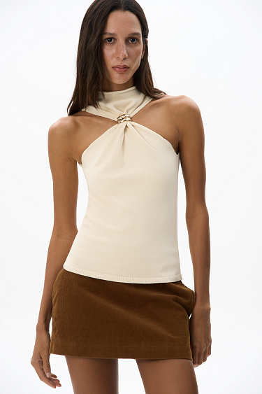 Knitted top with a decorative element - BRUSNIKA Women Clothes