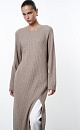 Knitted cashmere and wool dress with slit - BRUSNIKA. Women clothes