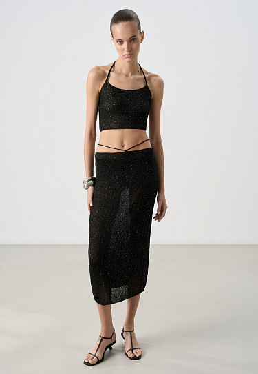 Midi skirt with sequins - BRUSNIKA Women Clothes