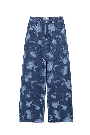 Straight jeans with floral print - BRUSNIKA Women Clothes