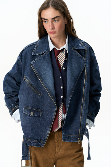 Denim biker jacket - BRUSNIKA Women Clothes