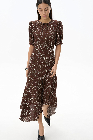 Polka dot dress with voluminous sleeves - BRUSNIKA Women Clothes