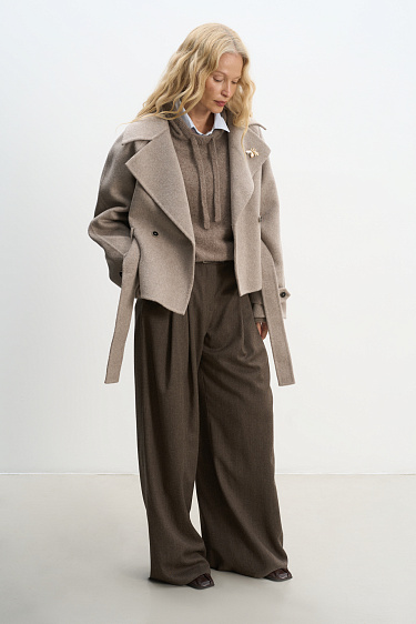 Short trench coat made of wool - BRUSNIKA Women Clothes