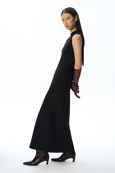 Knitted dress with a stand-up collar - BRUSNIKA Women Clothes
