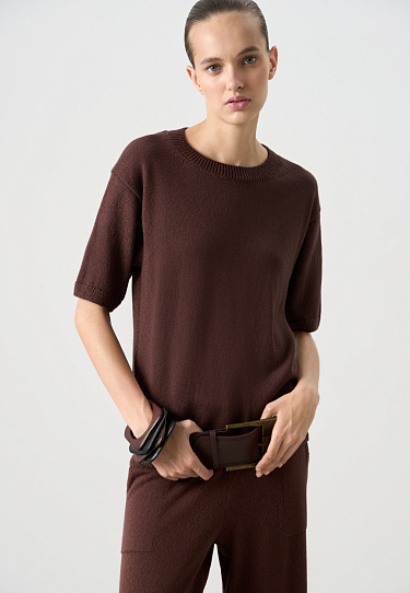 Knitted Cotton T-shirt - BRUSNIKA Women Clothes