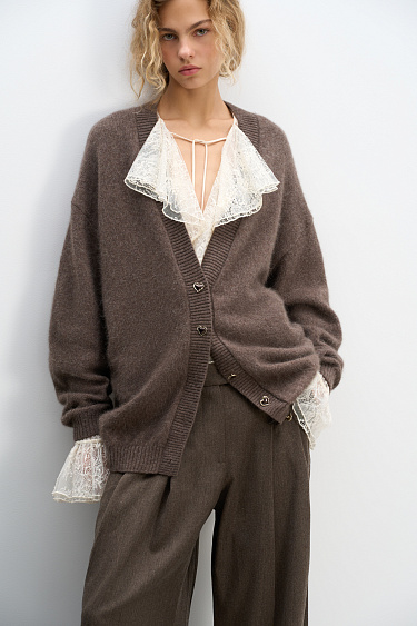 Long fox down cardigan - BRUSNIKA Women Clothes