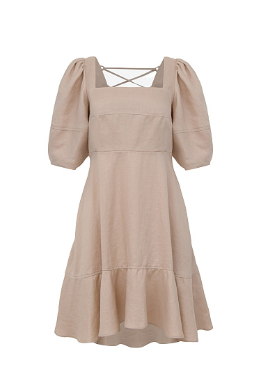 Linen dress with open back - BRUSNIKA Women Clothes