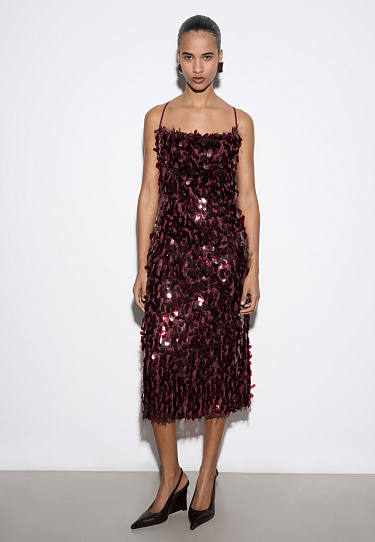 Midi dress with sequins - BRUSNIKA Women Clothes