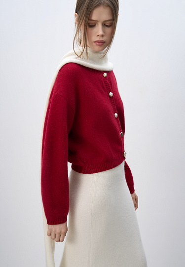 Fox-fur buttoned cardigan - BRUSNIKA Women Clothes
