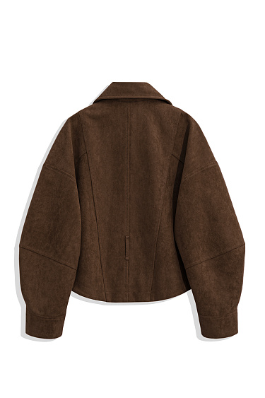 Double-breasted short suede trench coat - BRUSNIKA Women Clothes