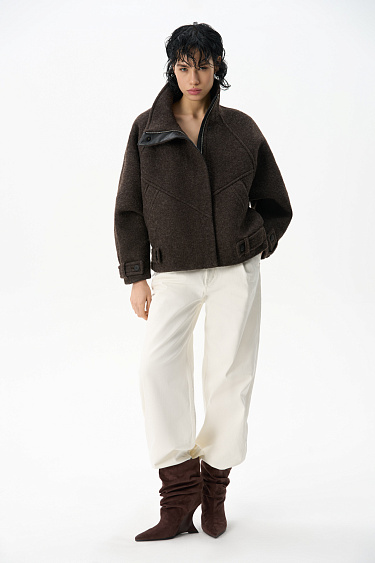 Wool bomber jacket with a stand collar - BRUSNIKA Women Clothes