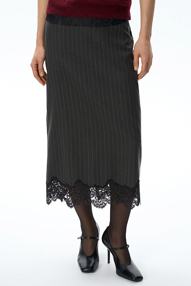 Midi skirt with lace - BRUSNIKA Women Clothes