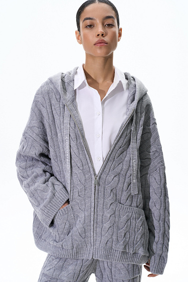 Hoodie with braids and jacquard - BRUSNIKA Women Clothes