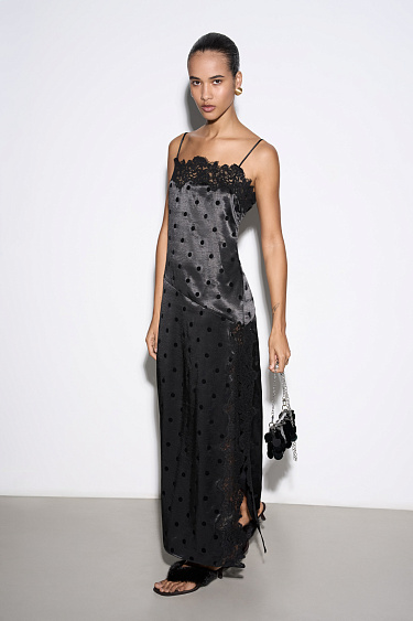 Polka-dotted satin slip dress - BRUSNIKA Women Clothes