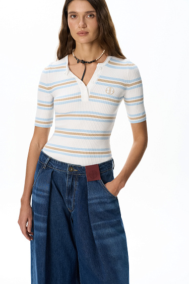 Striped Viscose T-shirt - BRUSNIKA Women Clothes