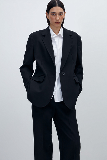 Single-breasted polyviscose blazer - BRUSNIKA Women Clothes