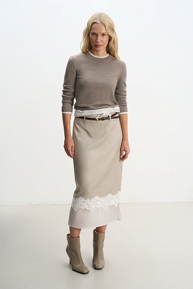 Longsleeve shirt with contrasting cuffs and collar - BRUSNIKA Women Clothes
