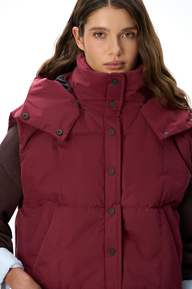 vest with a stand‑up collar and a hood - BRUSNIKA Women Clothes