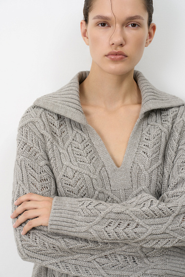 Openwork jumper with polo collar - BRUSNIKA Women Clothes