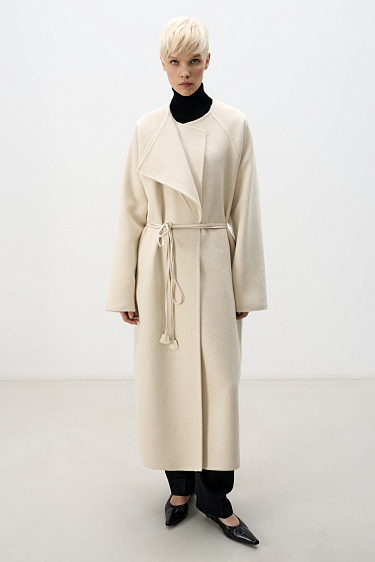 Wool coat with an asymmetrical lapel - BRUSNIKA Women Clothes