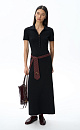 Midi knitted dress with a polo collar - BRUSNIKA. Women clothes