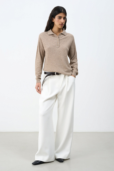 Cashmere and wool jumper with a polo collar - BRUSNIKA Women Clothes