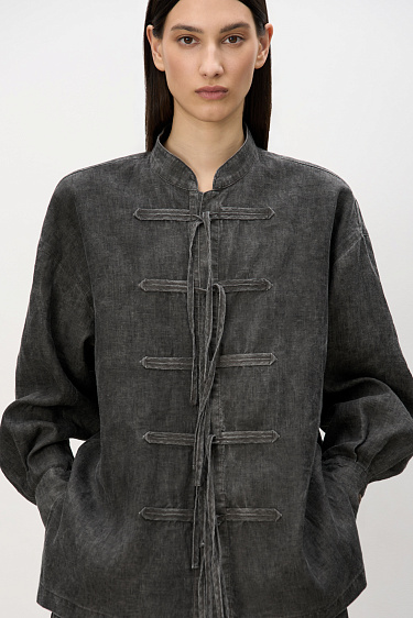 100% linen shirt with ties - BRUSNIKA Women Clothes