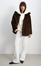 Eco-fur coat with a thin belt - BRUSNIKA. Women clothes